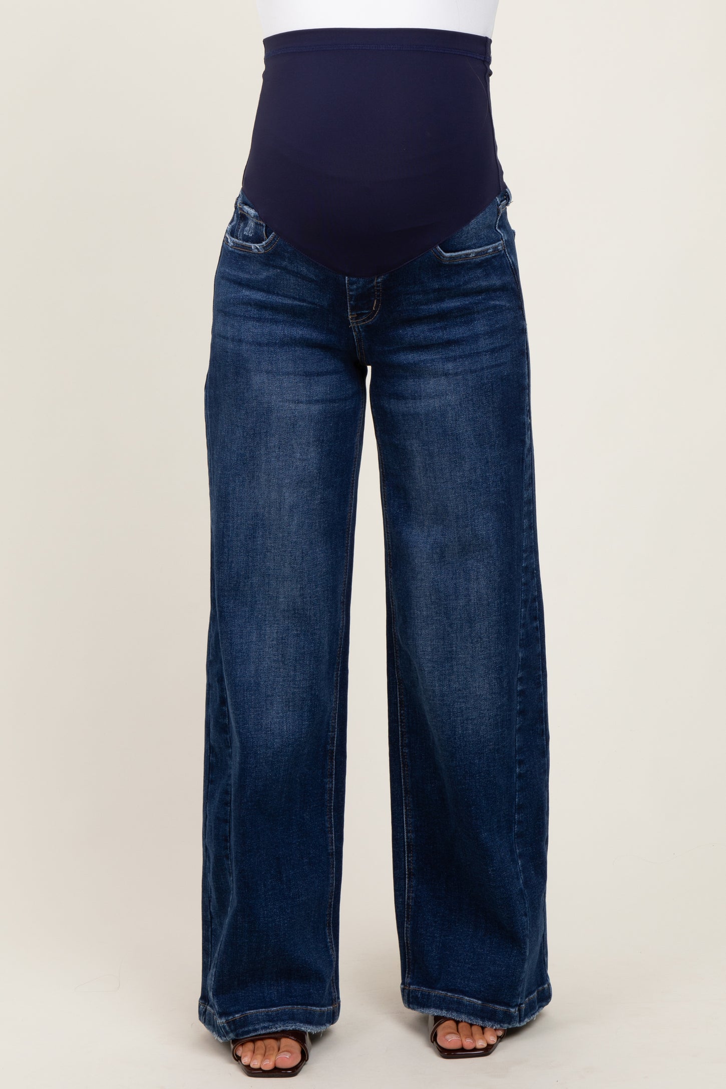 Navy Baggy Wide Leg Maternity Jeans
