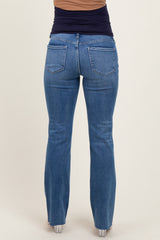 Blue Raw Hem Maternity Bootcut Jeans