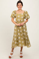 Olive Textured Midi Dress