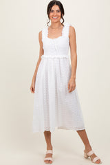 White Eyelet Sleeveless Midi Dress