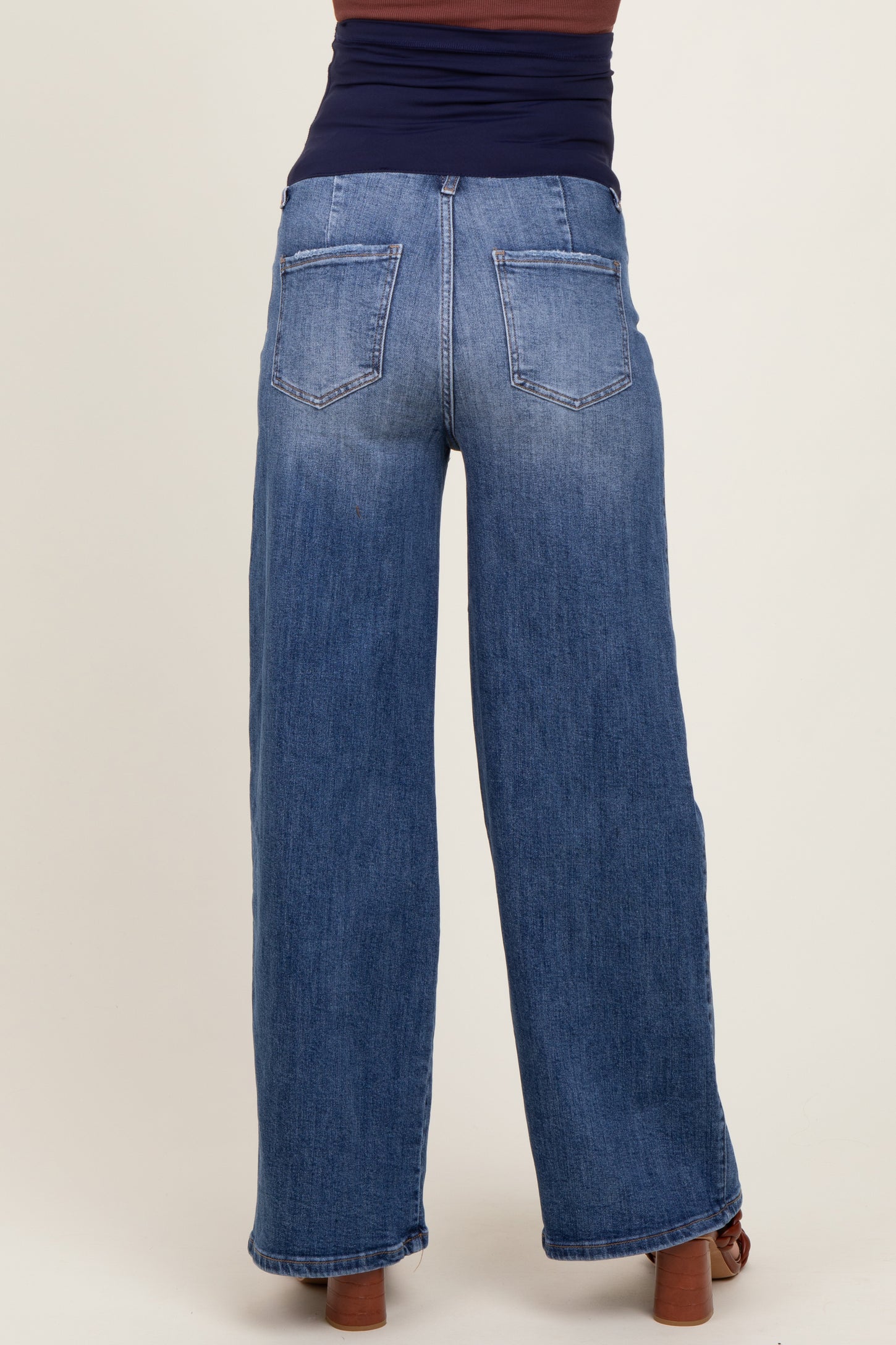 Blue Relaxed Wide Leg Maternity Jeans