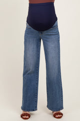 Medium Classic Wash Wide Leg Maternity Jeans