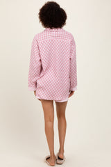 Mauve Checkered Print Pajama Shorts Set