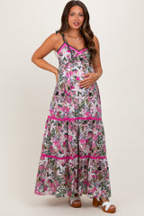 Pink Multi Floral Maternity Maxi Dress