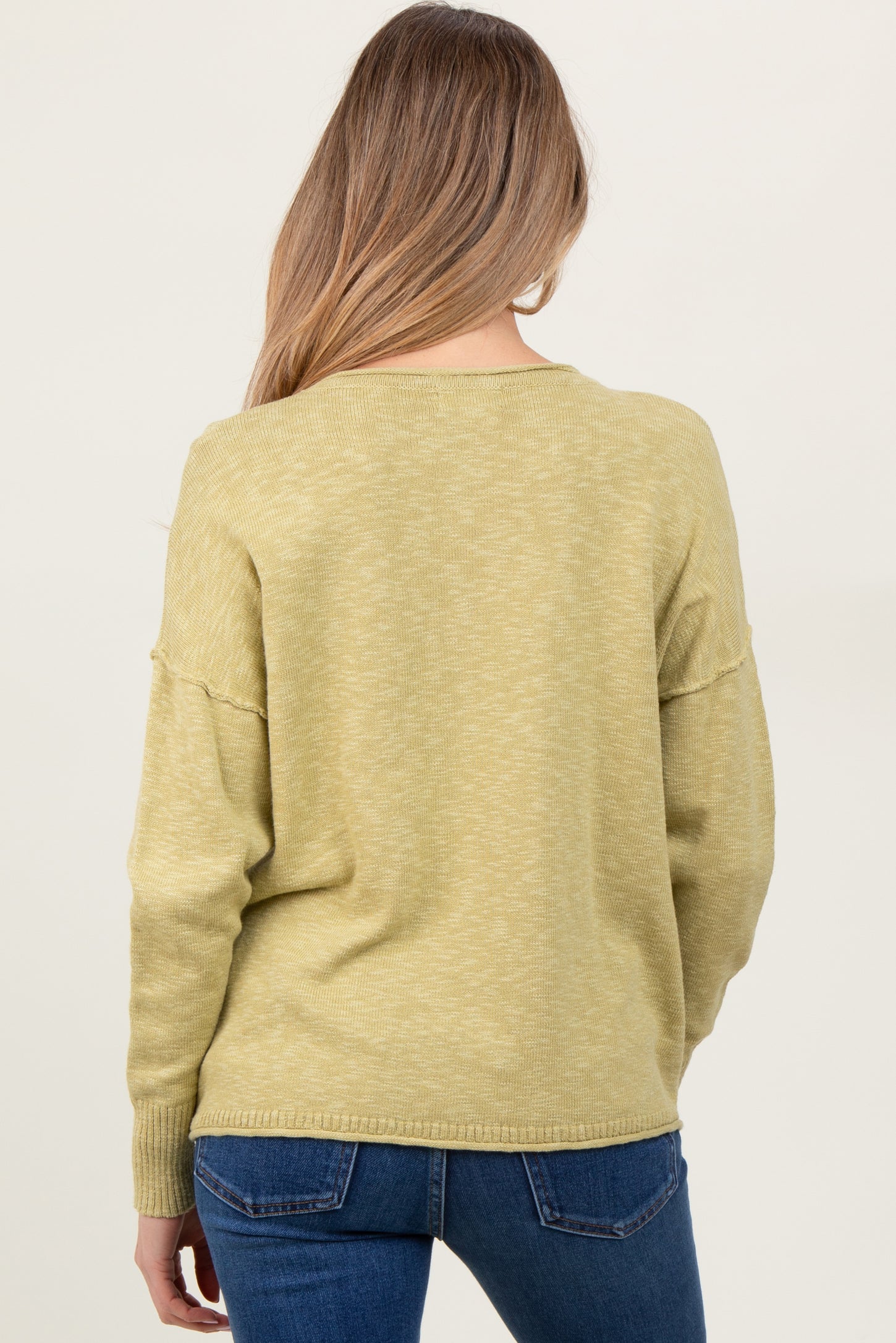 Lime Heather Unfinished Hem Maternity Sweater
