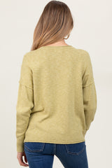 Lime Heather Unfinished Hem Maternity Sweater