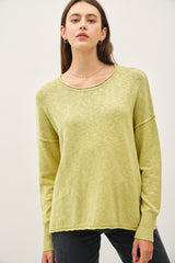 Lime Heather Unfinished Hem Sweater
