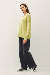 Lime Heather Unfinished Hem Sweater
