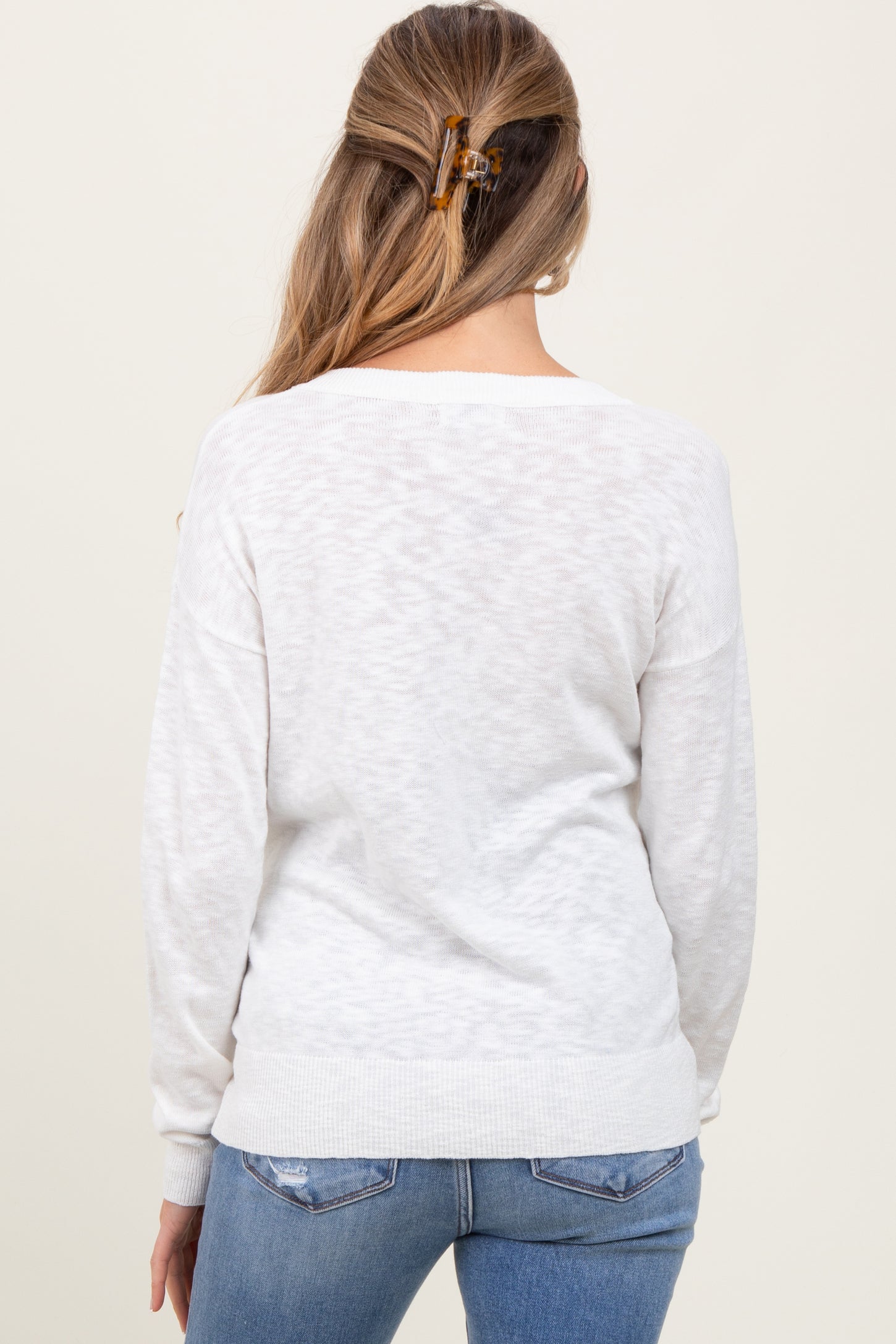 Ivory Oversized Slub Knit Maternity Sweater