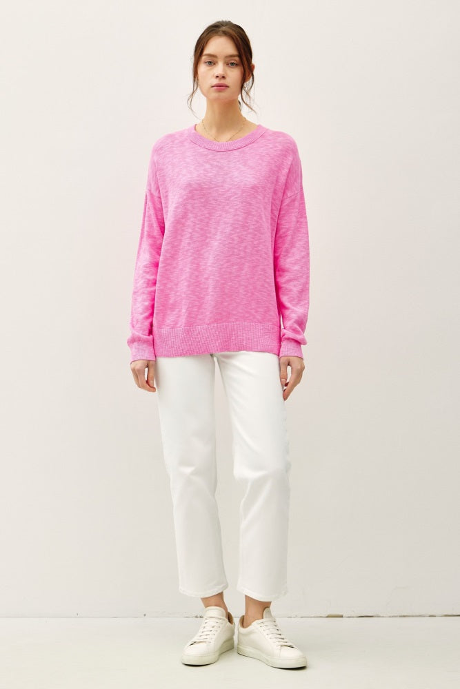 Pink Oversized Slub Knit Sweater