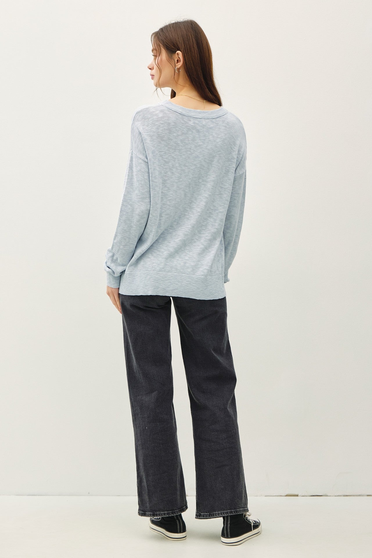 Light Blue Oversized Slub Knit Sweater