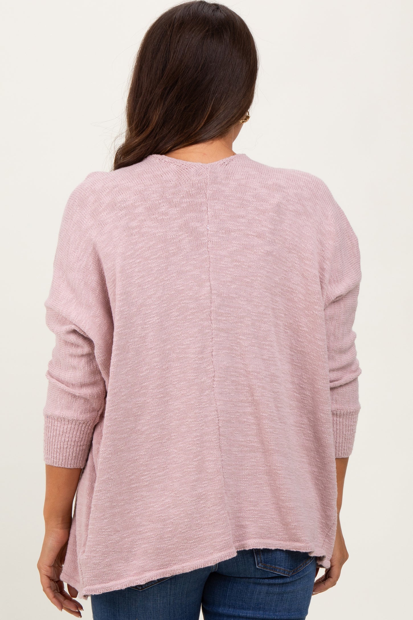 Pink Slub Knit Open Maternity Cardigan