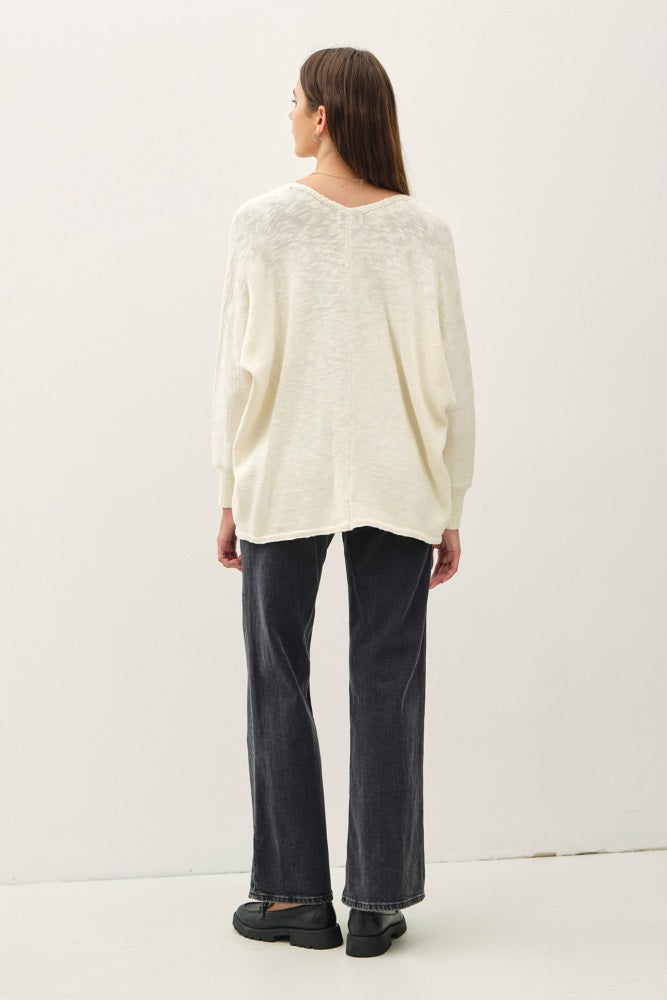 Cream Slub Knit Open Cardigan