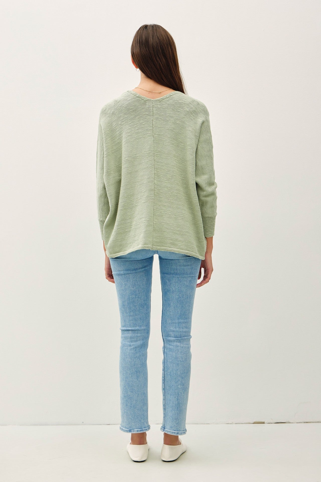 Light Olive Slub Knit Open Cardigan