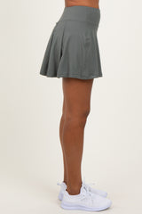 Olive Back Pleat Skort
