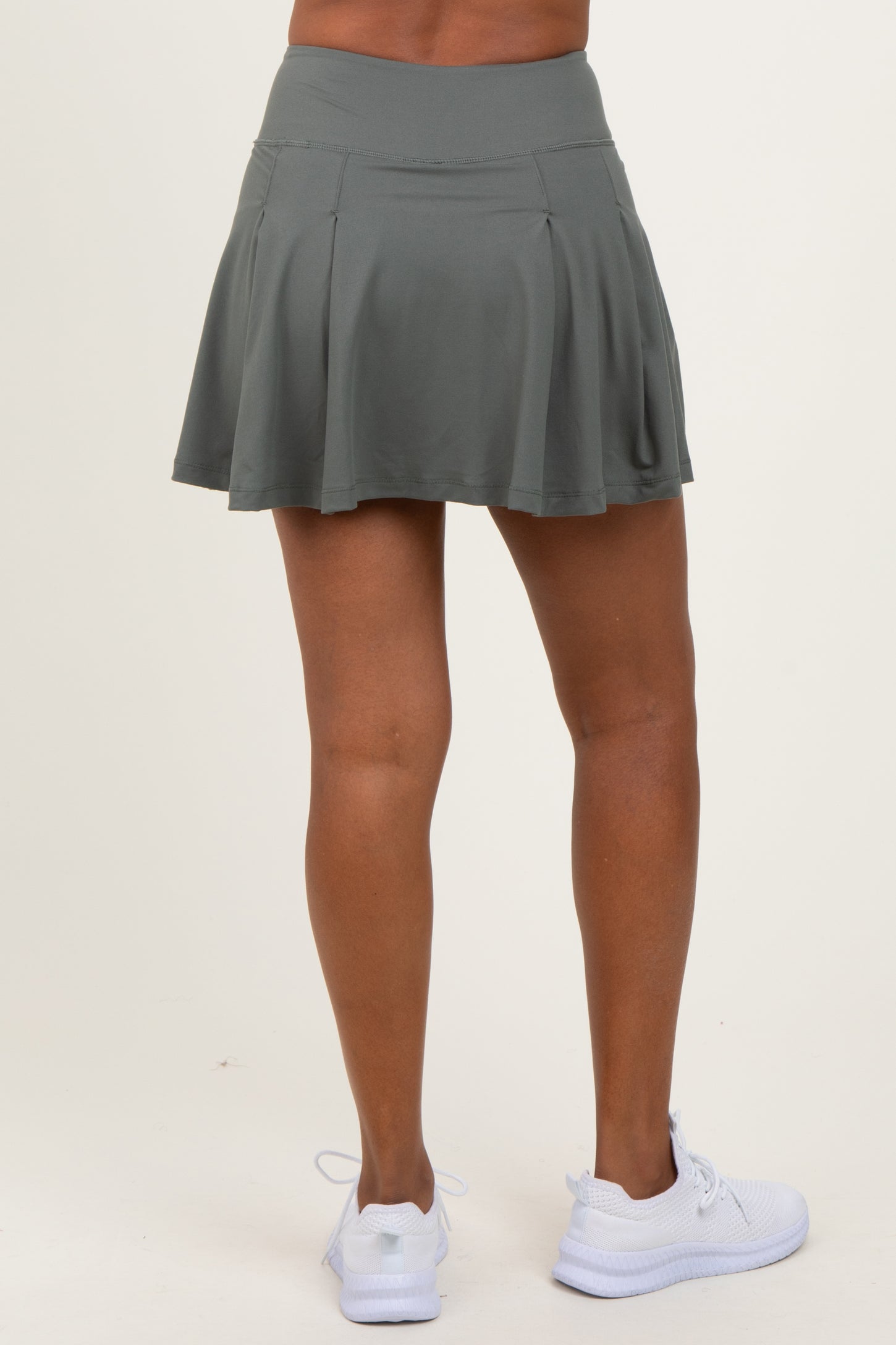 Olive Back Pleat Skort