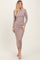 Taupe Ribbed Cinched Back Cutout Midi Dress
