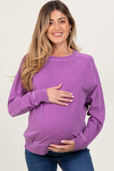 Plum French Terry Vintage Wash Maternity Pullover