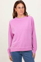 Pink French Terry Vintage Wash Maternity Pullover