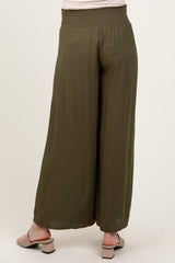 Olive Wide Smock Waist Maternity Pants