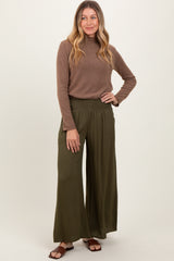 Olive Wide Smock Waist Maternity Pants