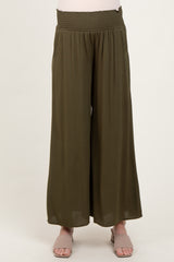 Olive Wide Smock Waist Maternity Pants