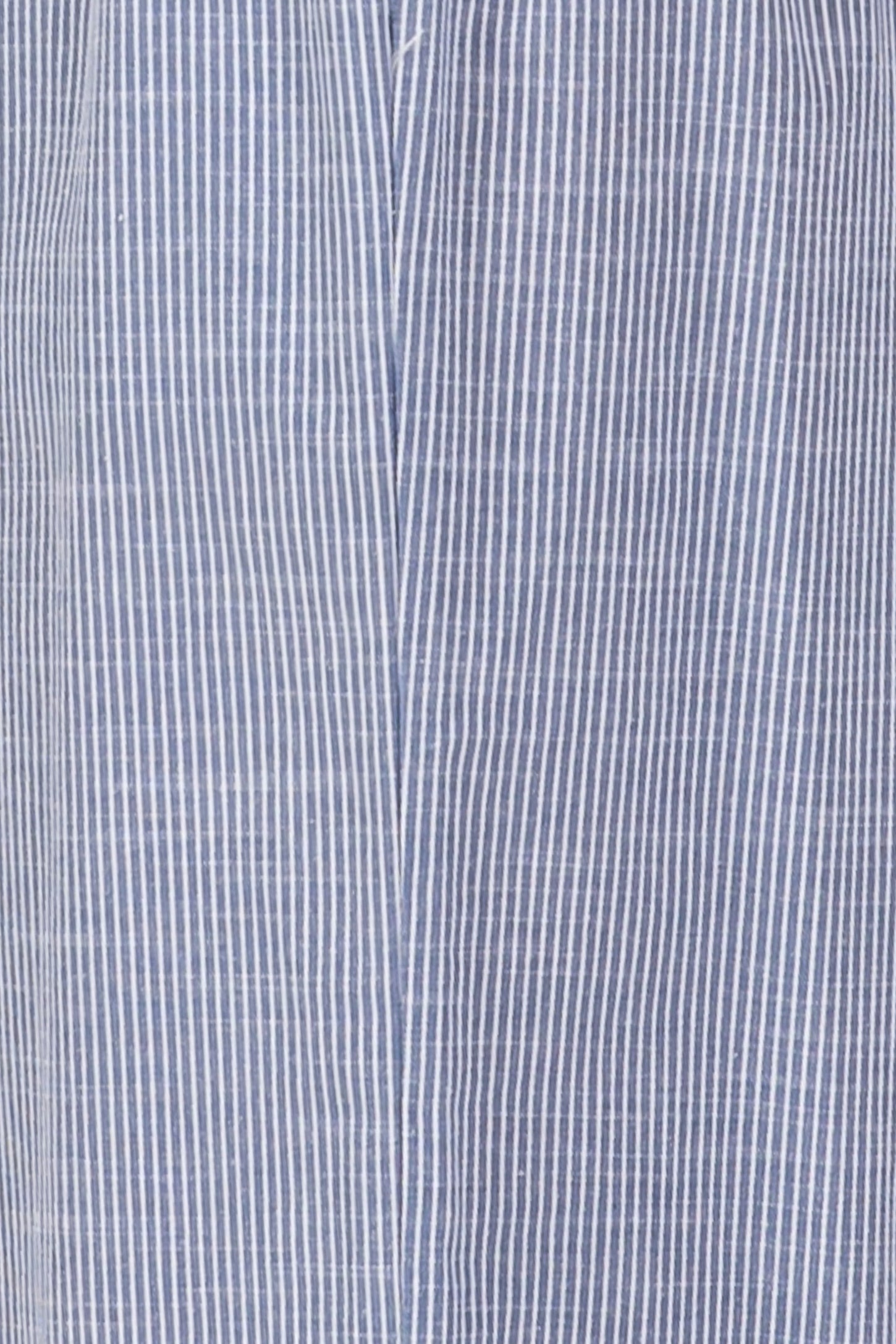 Blue Striped Drawstring Wide Leg Pants