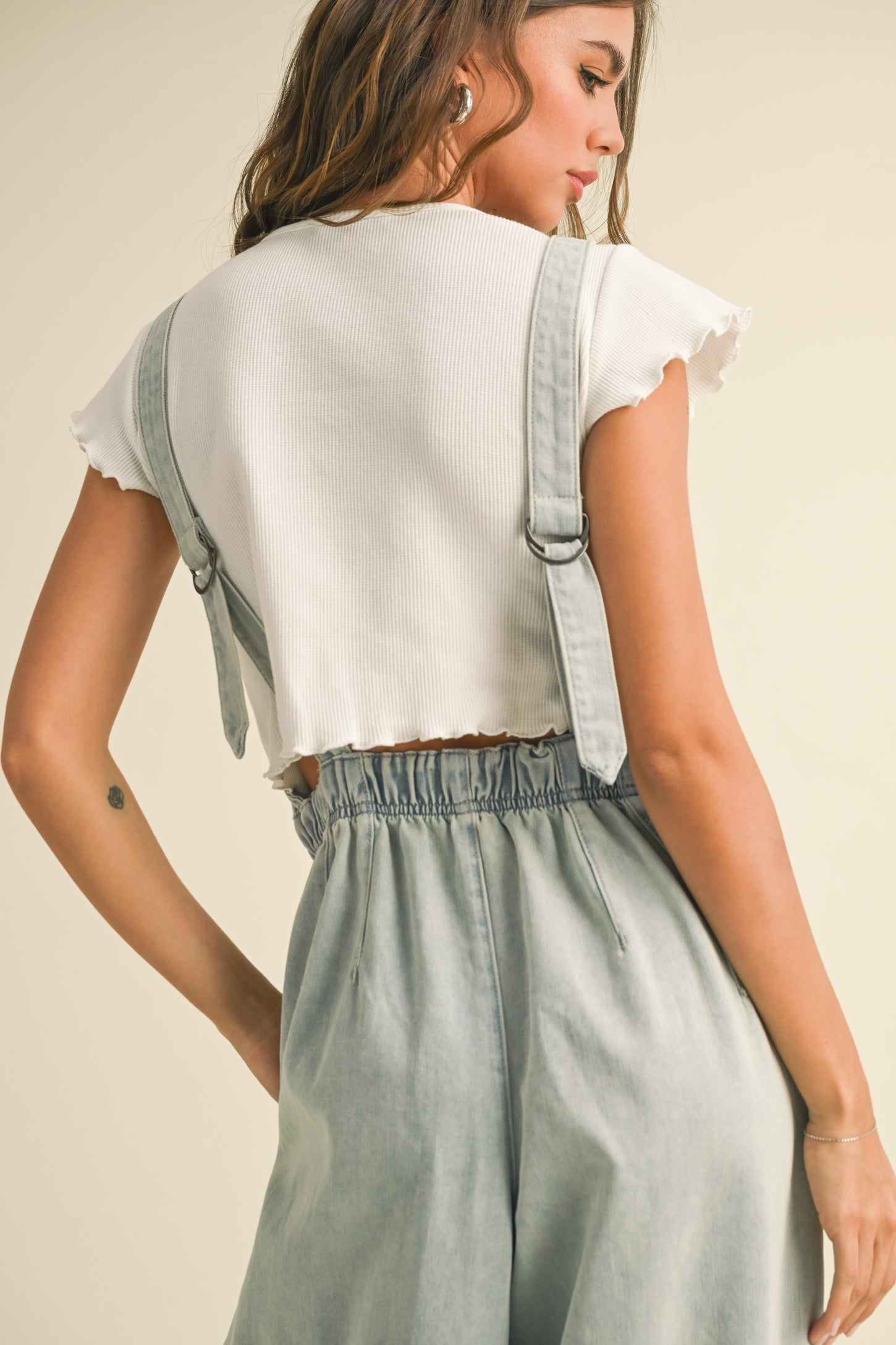 Light Blue Wide Leg Denim Jumpsuit