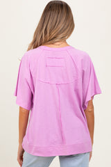 Mauve Oversized Raw Hem Short Sleeve Maternity Tee