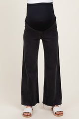 Black Raw Hem Wide Leg Maternity Jeans
