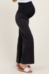 Black Raw Hem Wide Leg Maternity Jeans