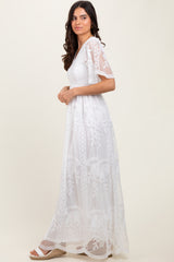 White Smocked Top Lace Maxi Dress