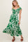 Green Cream Smocked Top Midi Dress
