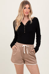 Mocha White Trim Maternity Shorts