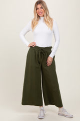 Olive Flowy Cropped Maternity Pant