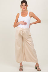 Cream Flowy Cropped Maternity Pant