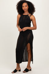 Black Halter Crochet Cover Up