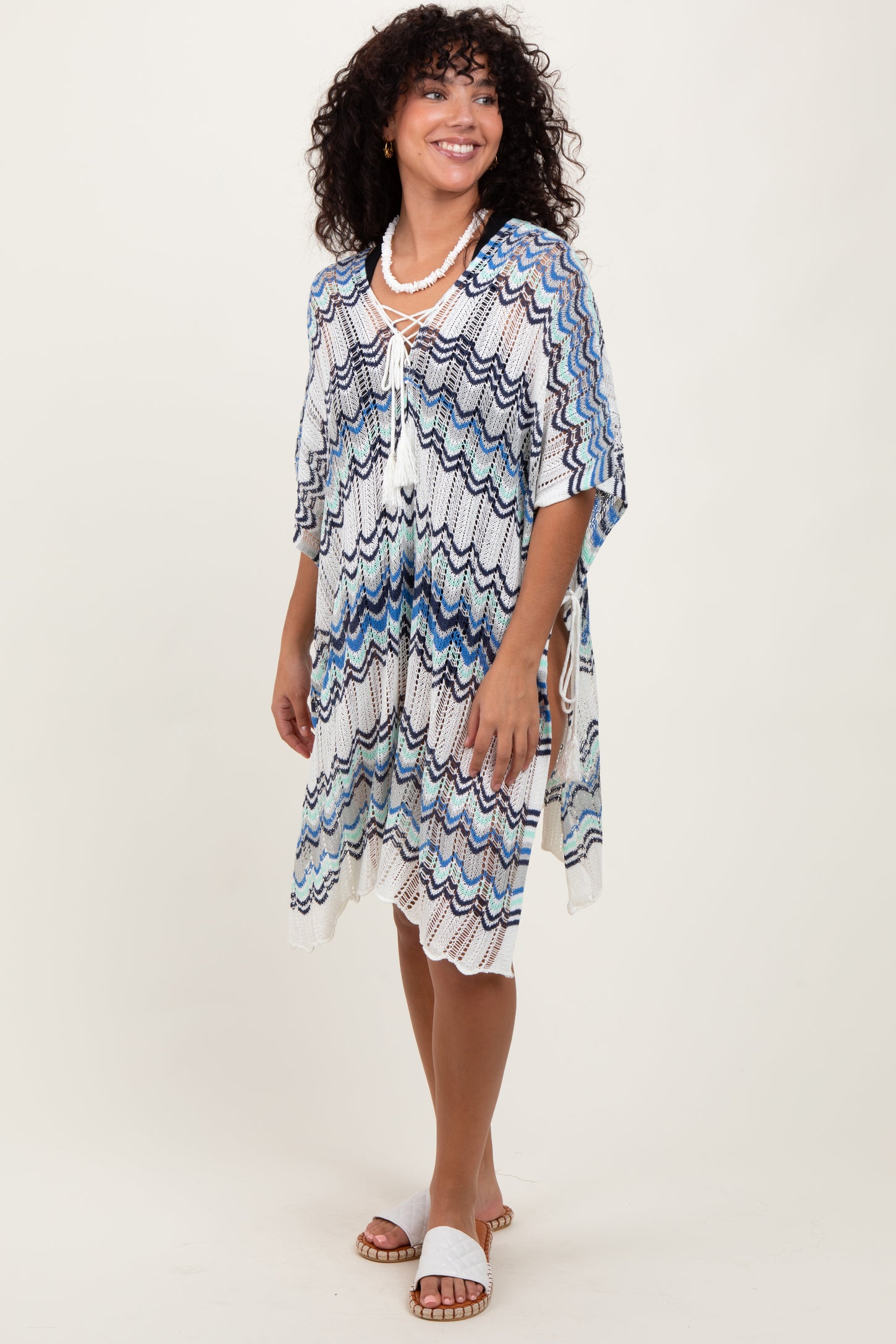 Blue/White Crochet Cover Up