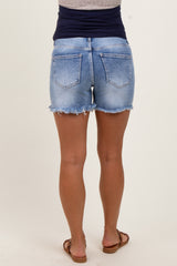 Medium High Rise Loose Fit Distressed Maternity Shorts