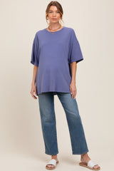 Navy Mineral Washed Oversized Maternity T-Shirt
