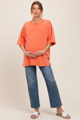 Orange Mineral Washed Oversized Maternity T-Shirt
