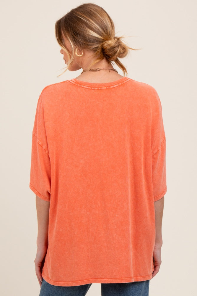 Orange Mineral Washed Oversized Maternity T-Shirt