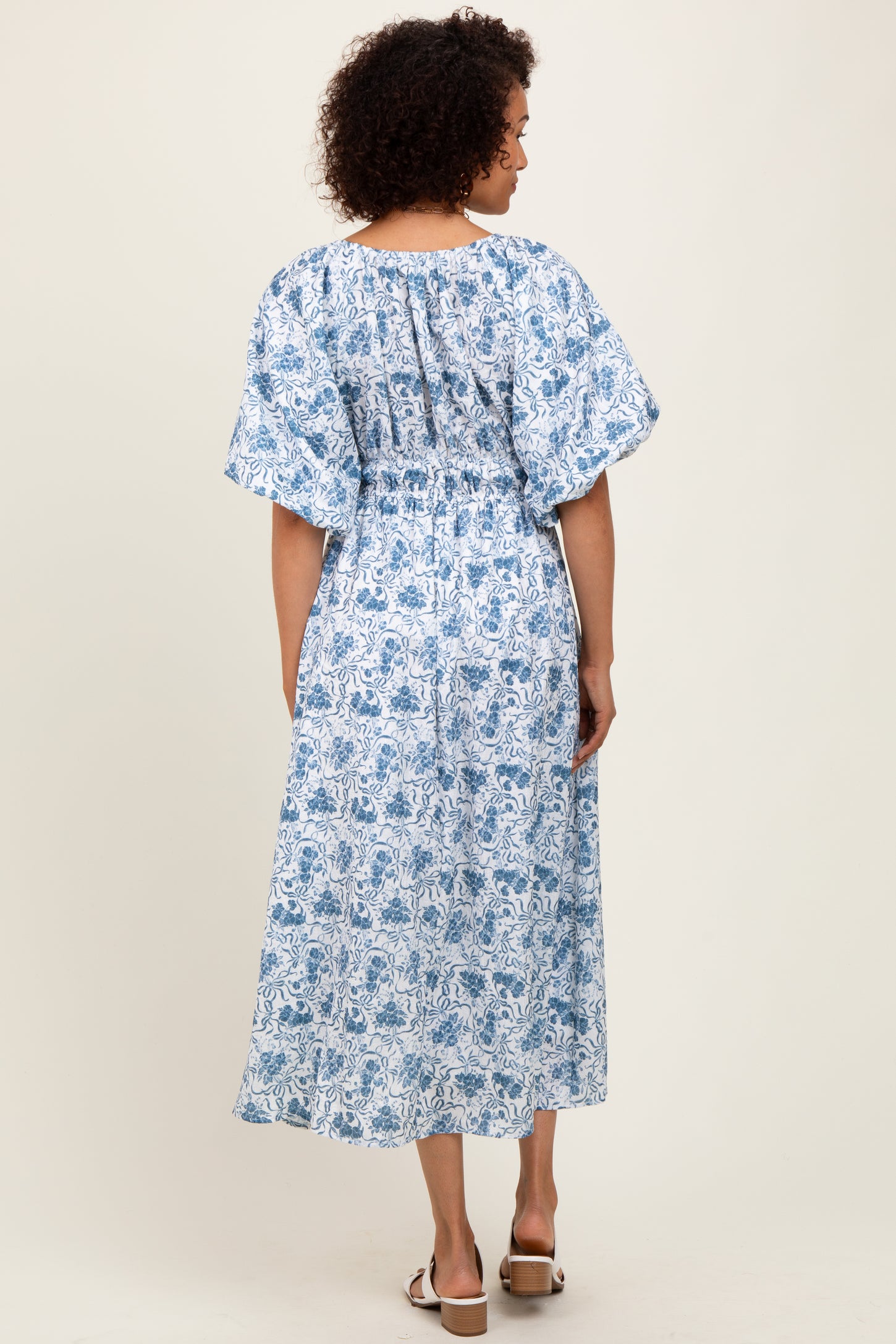 Blue Multi Printed Floral Maxi Dress