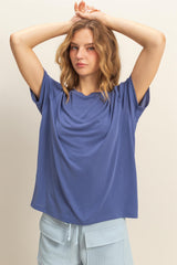 Navy Basic Round Neck Short Sleeve Maternity T-Shirt