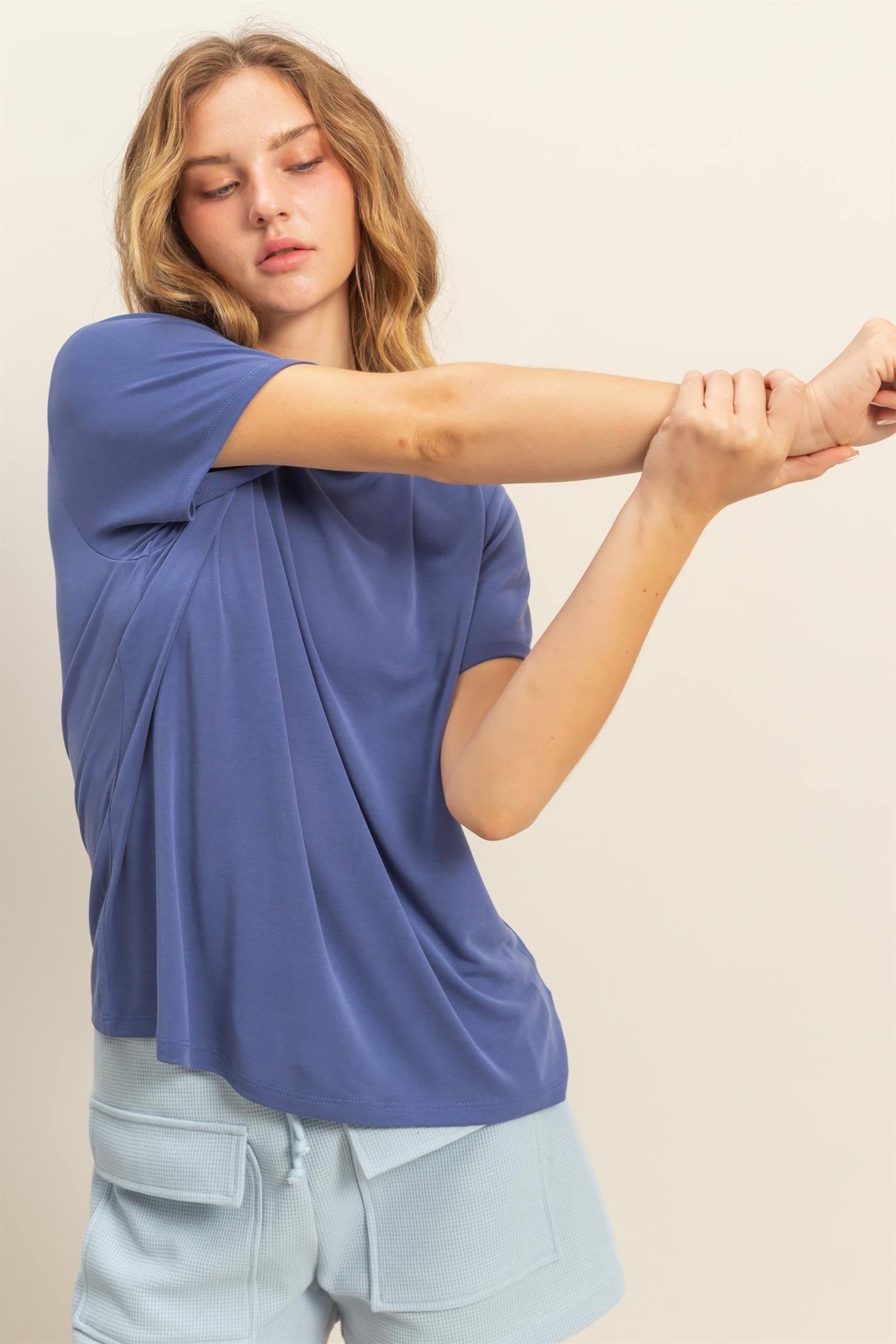 Navy Basic Round Neck Short Sleeve T-Shirt