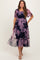 Navy Smocked Top Mesh Ruffled Maternity Midi Dress