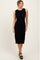 Black Pointelle Contrast Trim Sweater Midi Dress