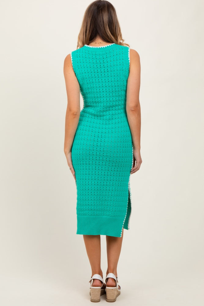 Jade Pointelle Contrast Trim Sweater Midi Dress