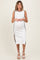 White Pointelle Contrast Trim Sweater Maternity Midi Dress