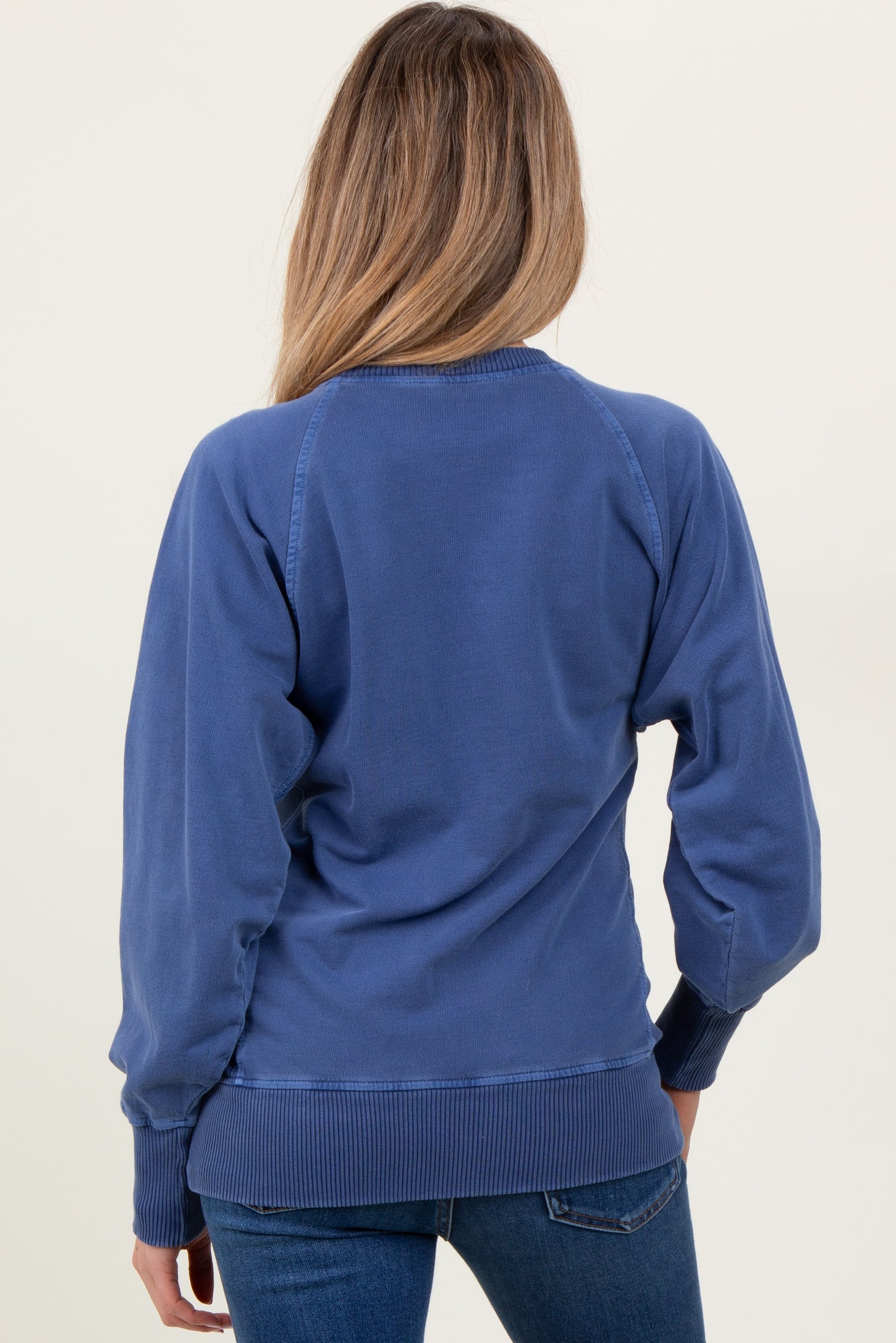 Navy Blue Vintage Wash French Terry Maternity Pullover